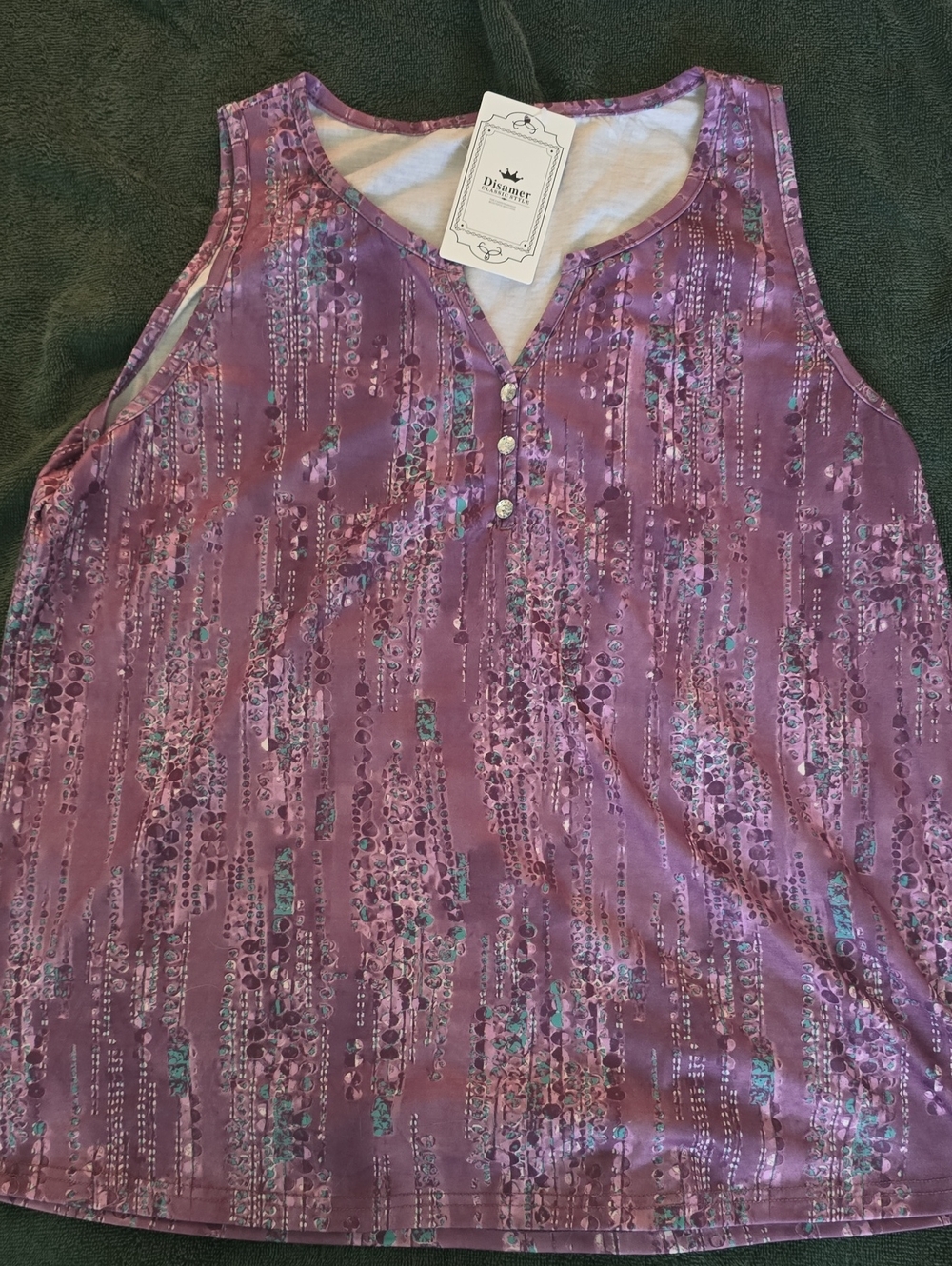 Purple Sleeveless V-Neck Tank Top -